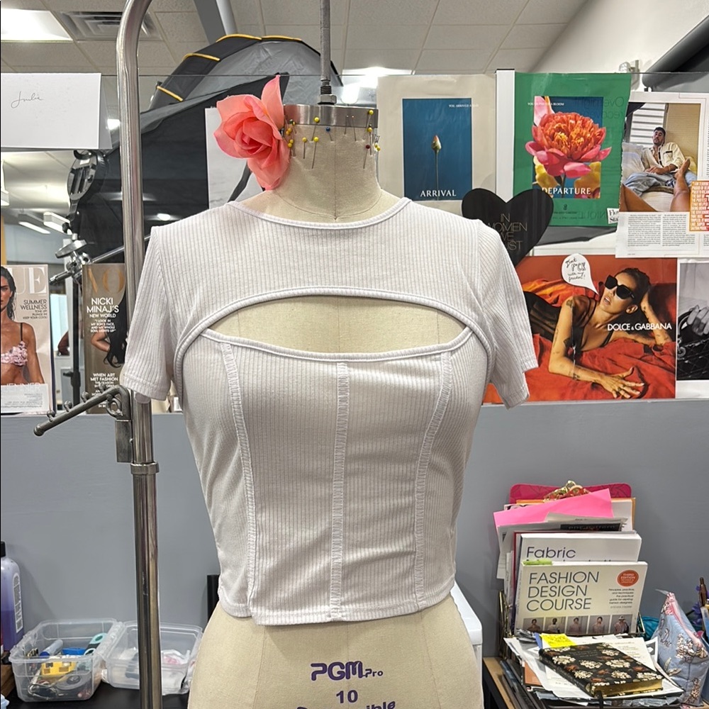 White Cut-Out Ribbed Top